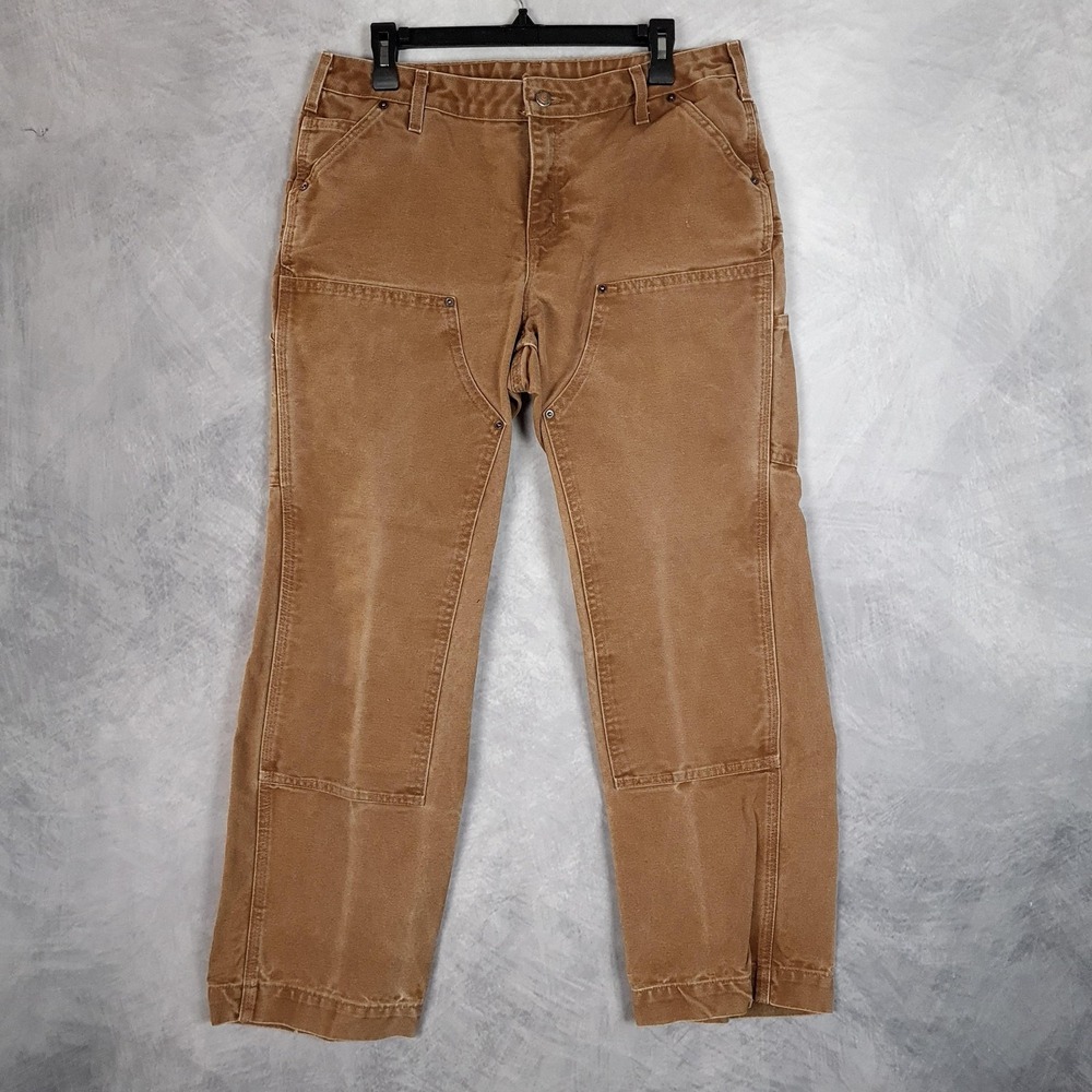 Carhartt Pants Womens 12 Brown Canvas Relaxed Fit Double Knee Work Carpenter